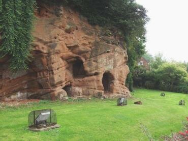 Photo of the Permian Red Sandstone ridge which separates High Town and Low Town, Bridgnorth, Shropshire, England