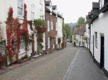 View of terraced houses in The Cartway, Bridgnorth, Shropshire, England