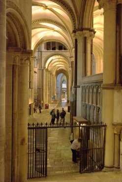 Photo showing the change in levels in the South Aisle, Canterbury Cathedral, Canterbury, Kent, England