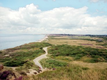 Photograph of Bournemouth from Warren Hill on Hengistbury Head, New Forest, Hampshire (Hants), England