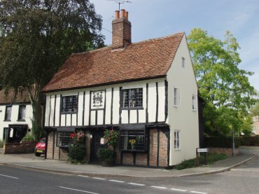 View of a timber-framed house in West Street, Coggeshall, Essex, England