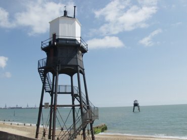 View of the two lighthouses, Dovercourt, Essex, England