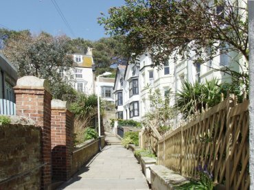 An Alleyway or Twitten, Old Town, Hastings, Sussex, England, Great Britain