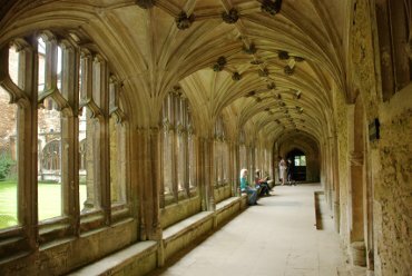Photograph of the Cloisters interior, Lacock Abbey, Wiltshire (Wilts), England