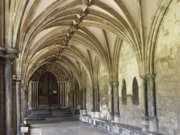 Photograph of an interesting archway in the cloisters, Norwich Cathedral, Norwich, Norfolk, England