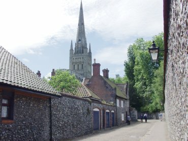 Photograph of the cathedral close near Bishopgate, Norwich Cathedral, Norwich, Norfolk, England