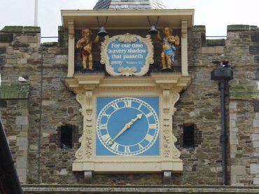 View of the clock, St. Mary's Church, Rye, Sussex, England, Great Britain