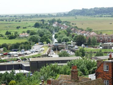 View from St. Mary's Church tower, Rye, Sussex, England, Great Britain