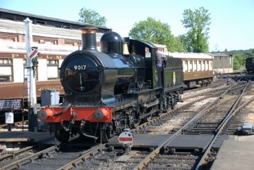 Scene showing locomotive, Bluebell Line, Sheffield Park, Sussex, England