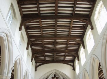 View of the nave roof, St. Mary the Virgin, Stebbing, Essex, England