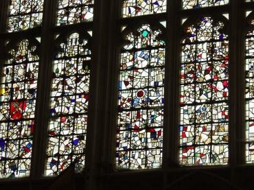 Close-up of the window, Winchester Cathedral, Winchester, Hampshire (Hants), England