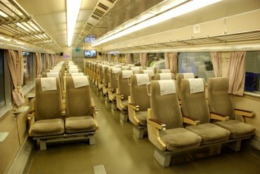 View of the interior of the Japanese Bullet Train, National Railway Museum, North Yorkshire, England
