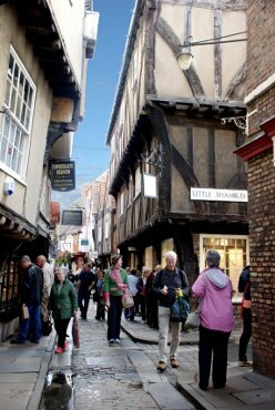 View of Shambles, York, North Yorkshire, England